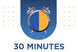 Graphic showing clock with 30 minutes in yellow.